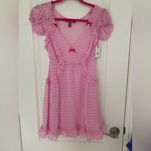 NWT Pink Ruffled Intimate Wear with Polka Dots